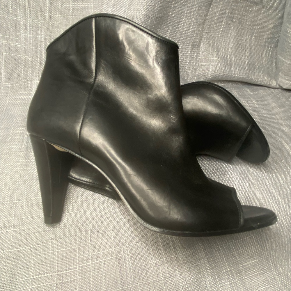 Black leather booties